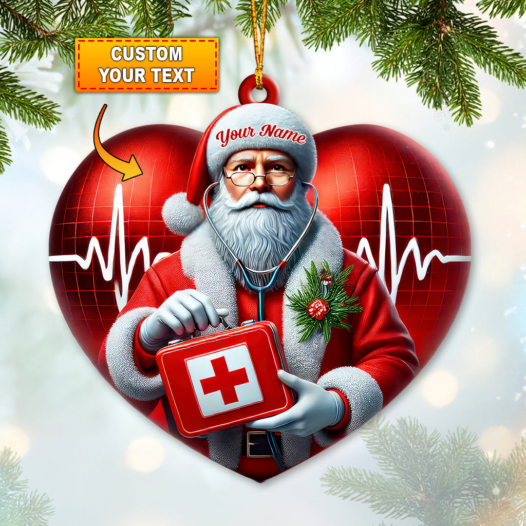 Blisscorners Custom Name Santa Nurse Ornament, Home Decor Christmas Gift2D Flat LM2211