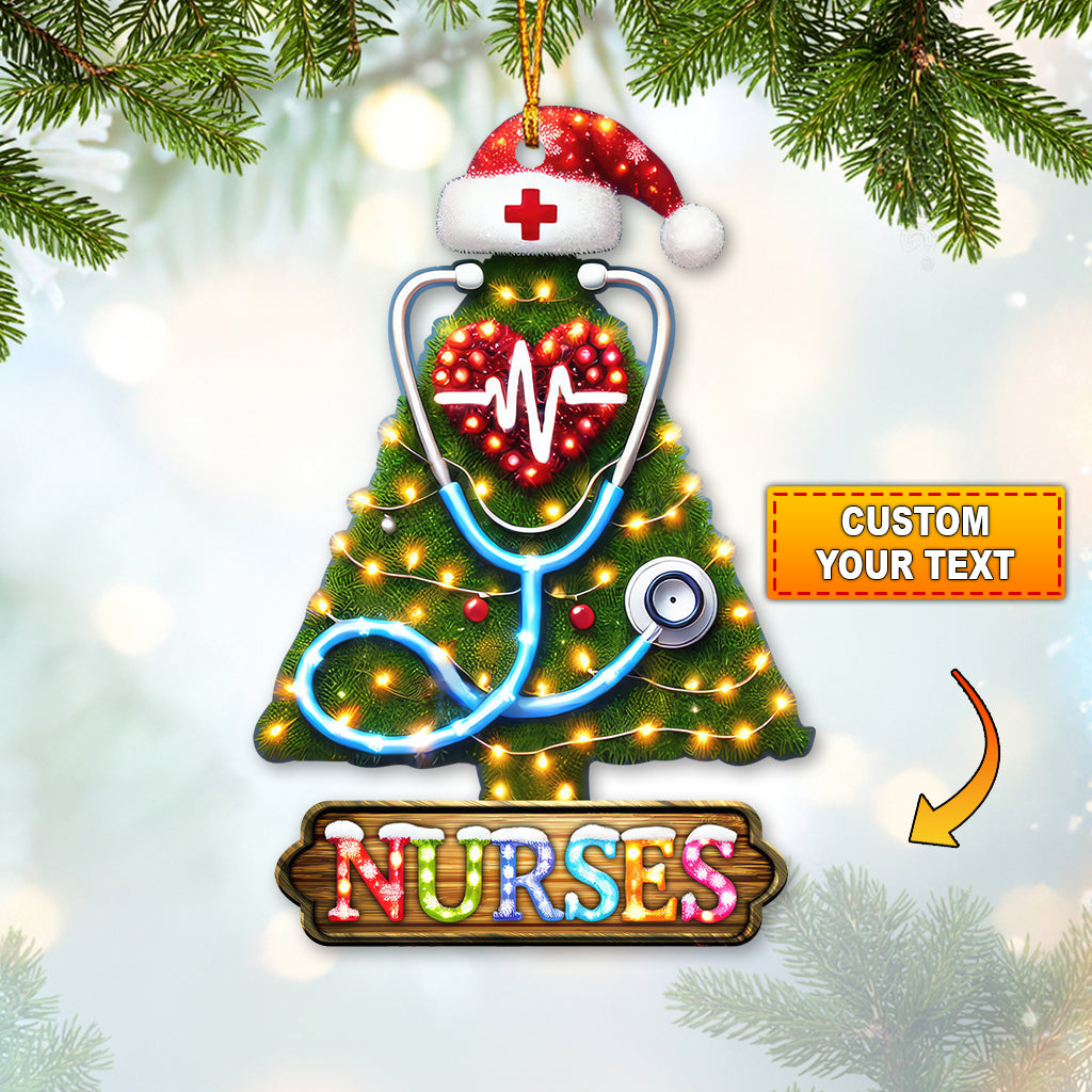 Blisscorners Custom Name Nurse Ornament, Home Decor Christmas Gift2D Flat LM2211
