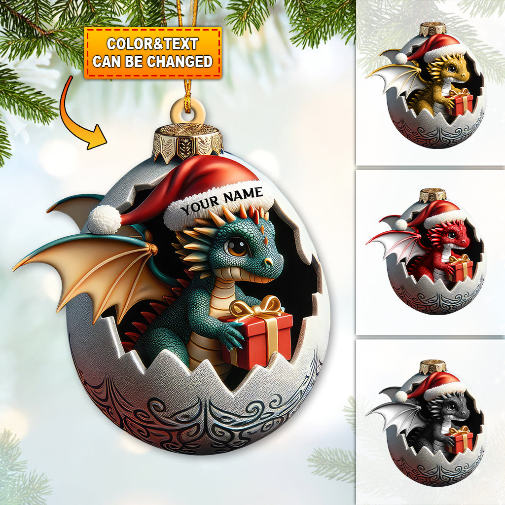 Blisscorners Custom Name Dragon Ornament, Christmas Gift for Dragon Lover52D Flat LM2211