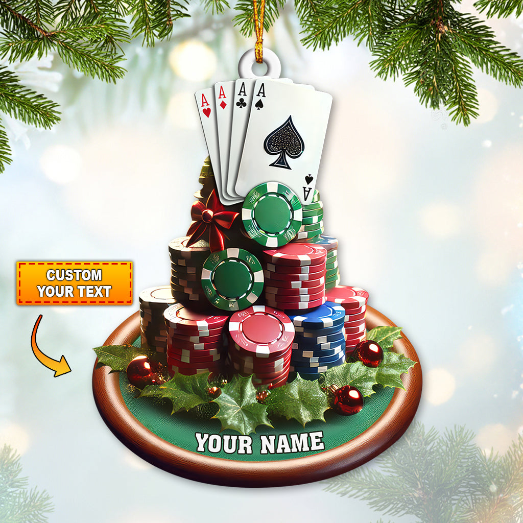 Blisscorners Custom Name Poker Ornament, Poker Christmas Gift2D Flat LM2211