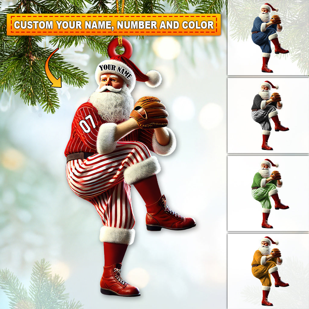 Blisscorners Custom Name and Number Baseball Ornament, Baseball Team Christmas Gift2D Flat LM2111