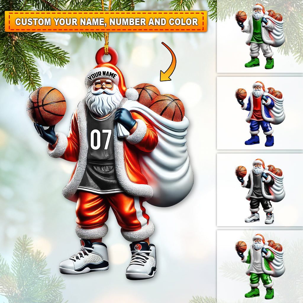 Blisscorners Custom Name Basketball Santa Ornament, Basketball Lover Christmas Gift2D Flat LM2111