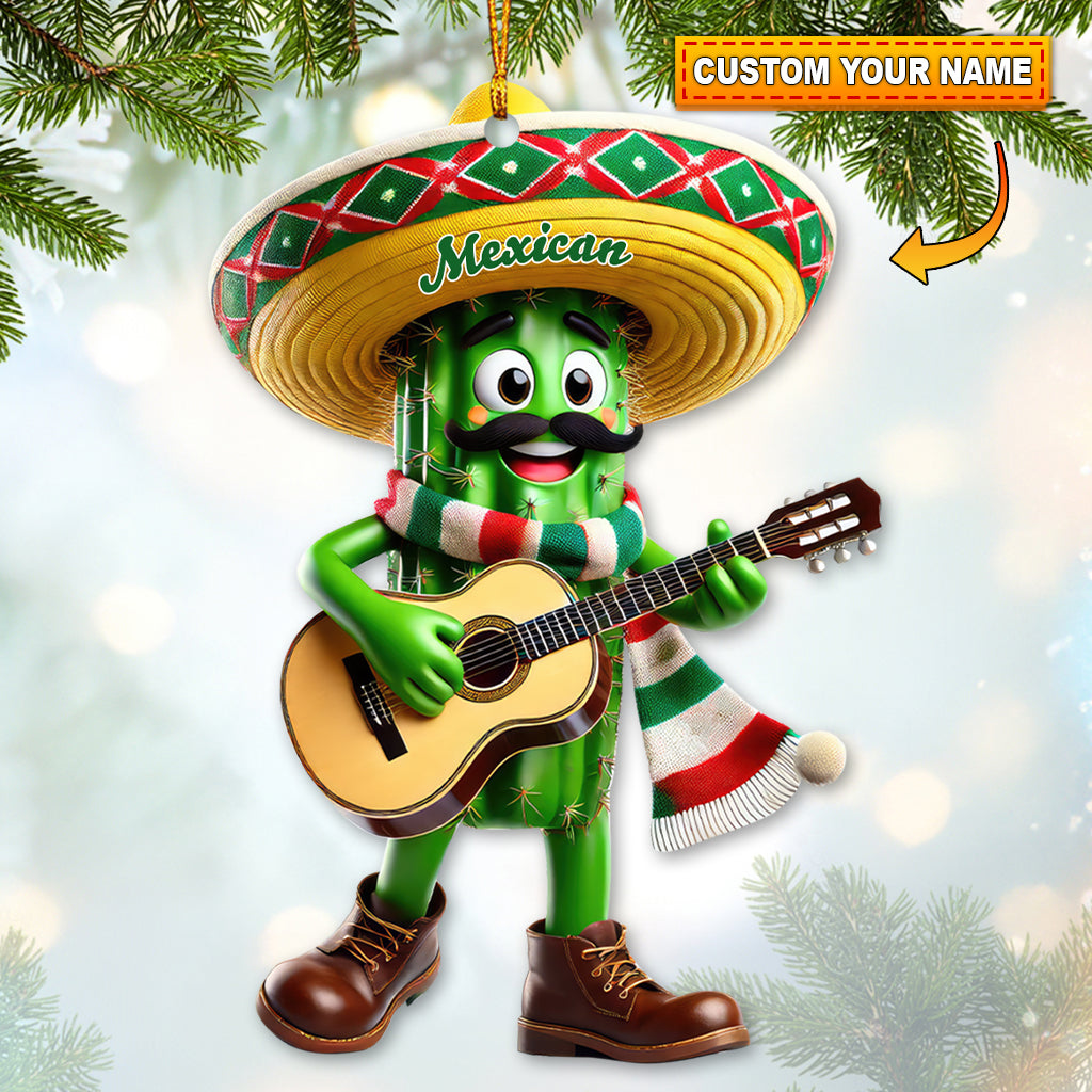Blisscorners Custom Name Mexican Ornament, Mexico Ornament, Christmas Gift for Mexico Lover2D Flat LM2111