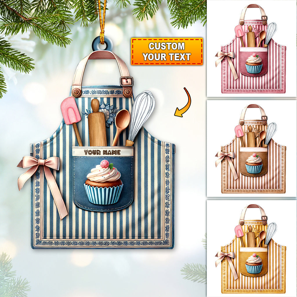 Blisscorners Custom Name Baker Ornament, Christmas Gift for Baker Lover32D Flat LM2211