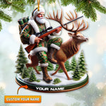 Blisscorners Custom Name Santa Deer Hunting Ornament, Deer Hunter Christmas Gift 2D Flat LM2211