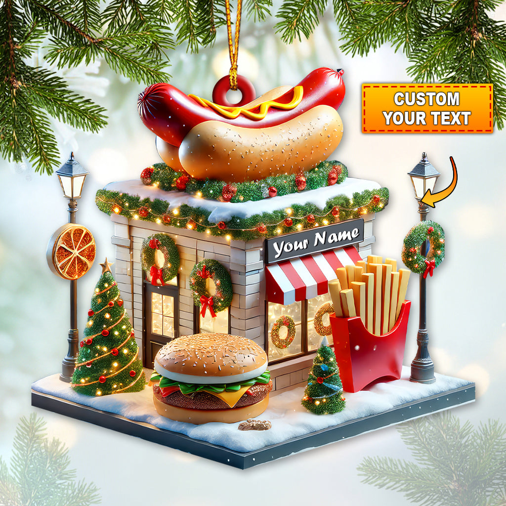 Blisscorners Custom Name Fast Food Store Ornament, Fast Food Christmas Gift2D Flat LM2111
