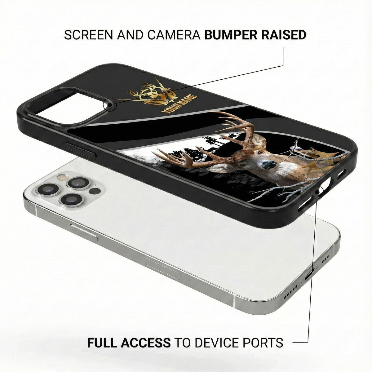 Blisscorners Deer Hunting Leather Parttern Personalized Name Phone Case LM0912