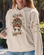 BLISSCORNERS A REAL WOMEN SKULL MESSY BUN ALL OVER PRINT