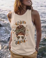BLISSCORNERS A REAL WOMEN SKULL MESSY BUN ALL OVER PRINT