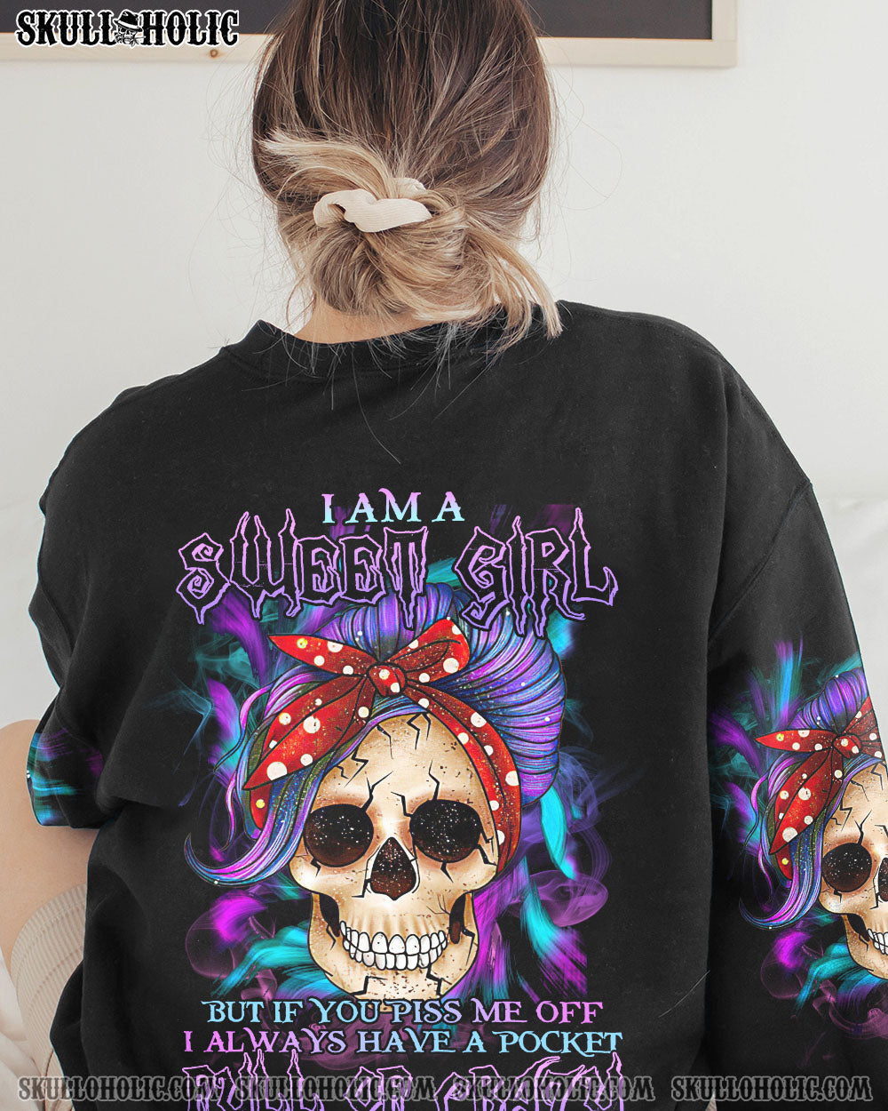 BLISSCORNERS I'M A B DON'T TRY ME ROSE MESSY BUN ALL OVER PRINT