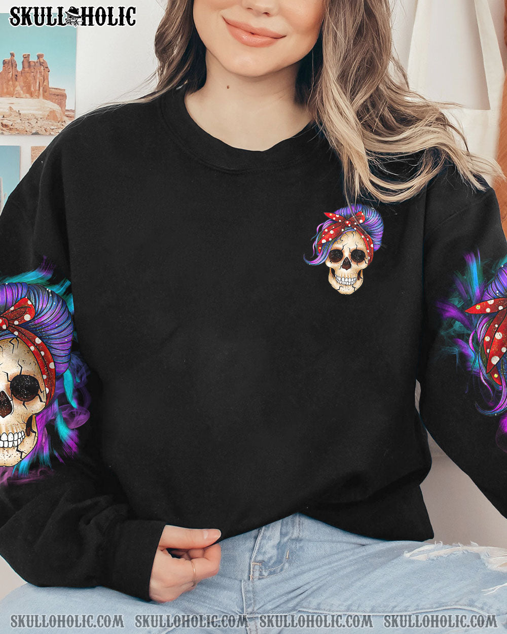 BLISSCORNERS I'M A B DON'T TRY ME ROSE MESSY BUN ALL OVER PRINT