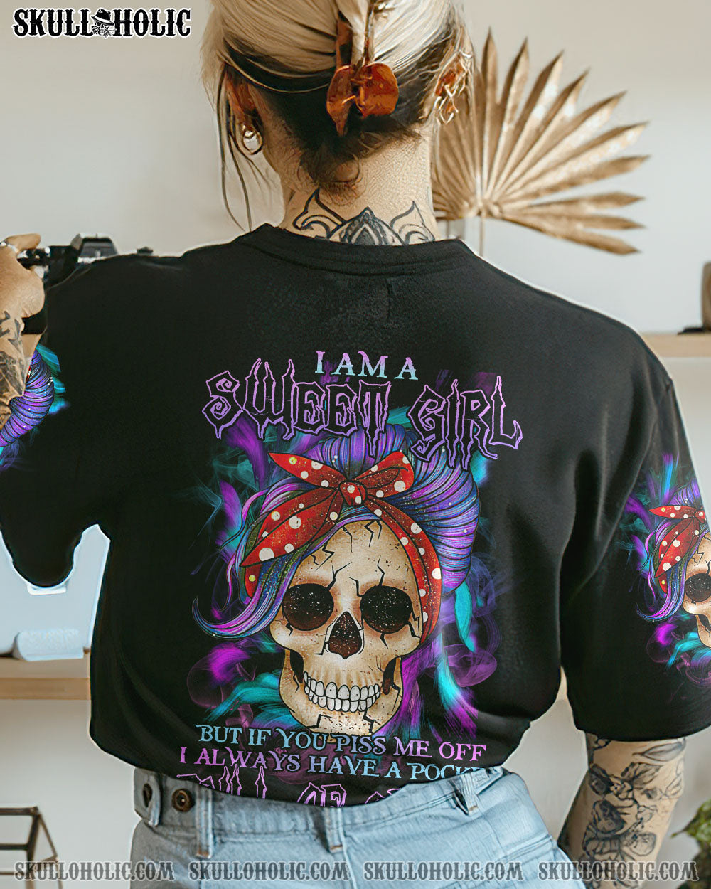 BLISSCORNERS I'M A B DON'T TRY ME ROSE MESSY BUN ALL OVER PRINT