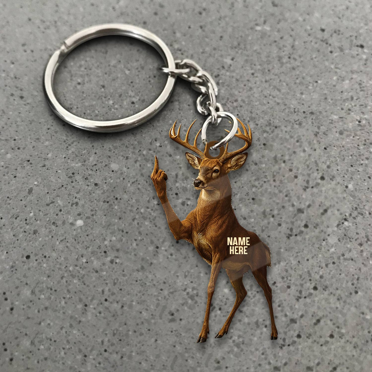 Blisscorners Personalized Funny Deer Buck Fukin' Finger Hunting Acrylic Christmas Ornament And Keychain Custom Gift For Hunters 2D Flat