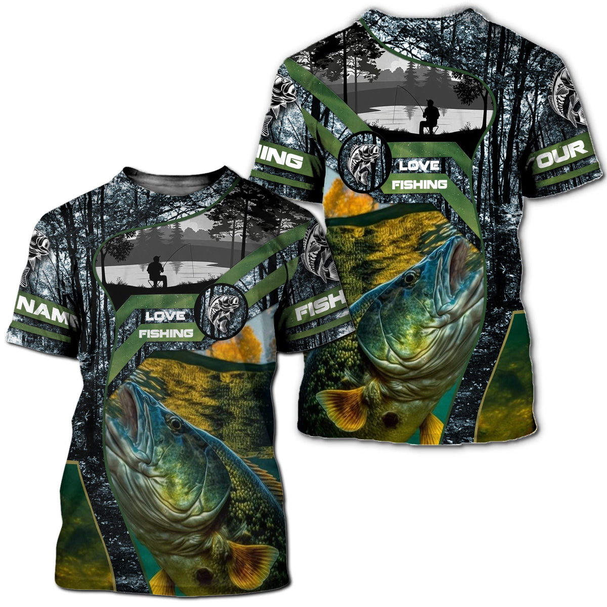 Blisscorners Bass Fishing Natural Customize Name 3D Shirts