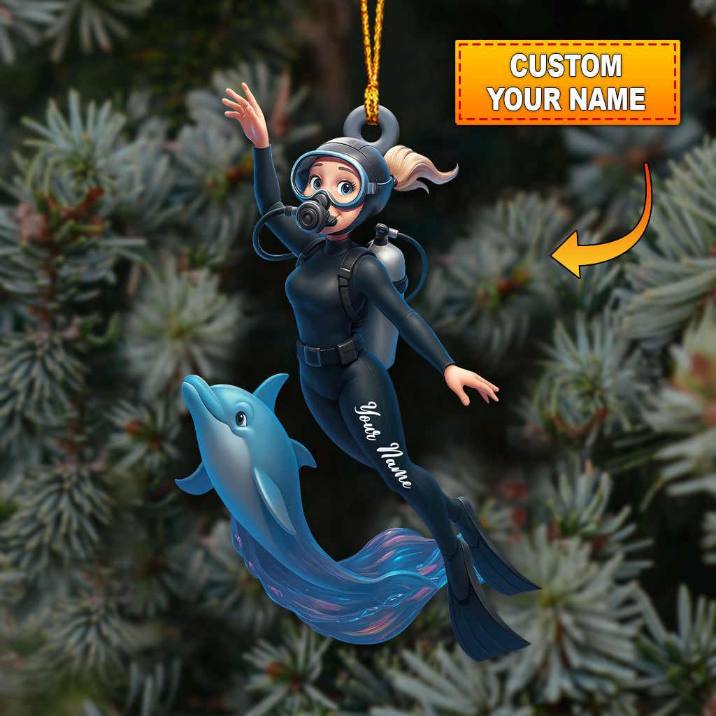Blisscorners Diving Home Decor, Christmas Ornament, Personalized Ornament 32D Flat LM2111
