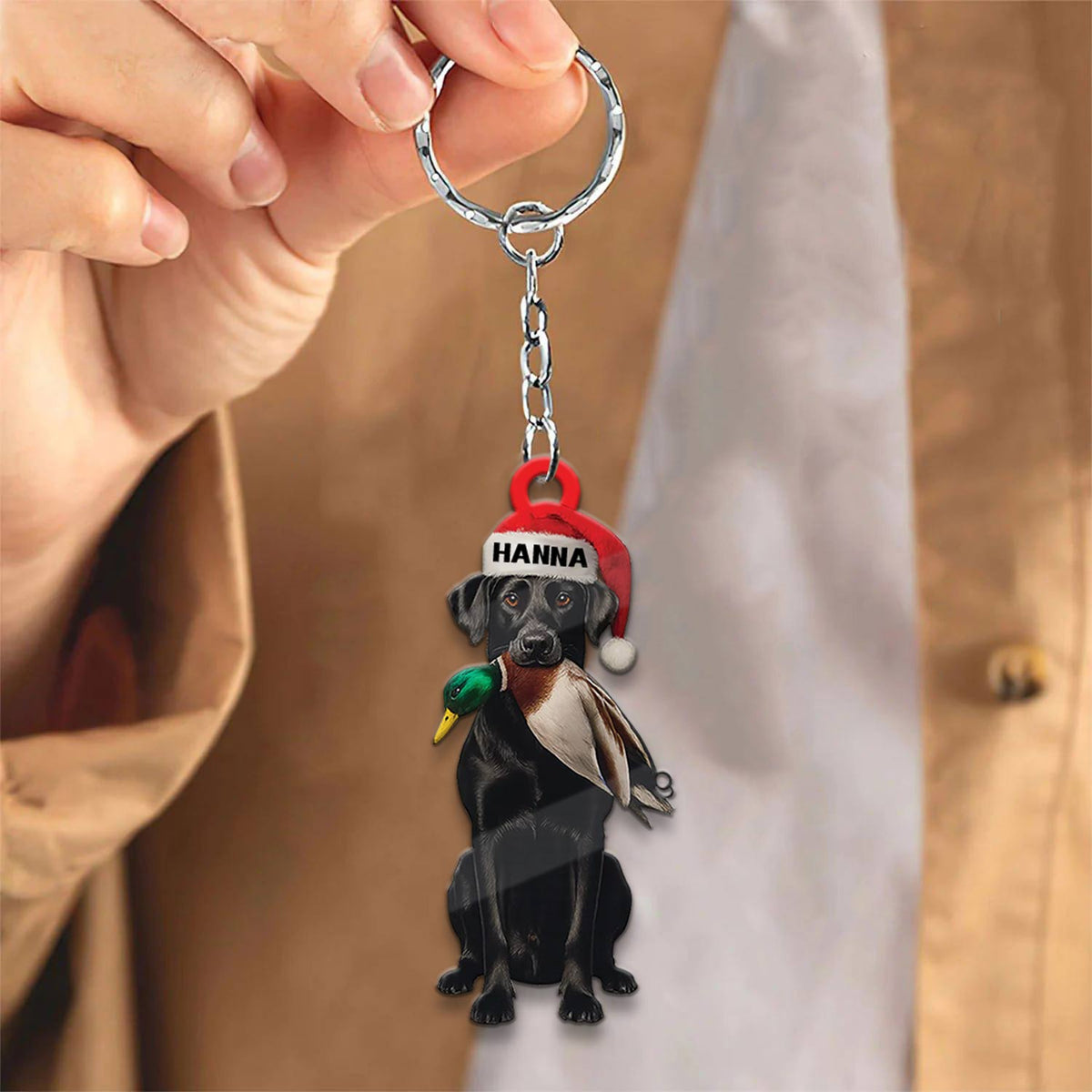 Blisscorners Personalized Hunting Dog Christmas Ornament with Duck - Custom Name Lab Retriever Holiday Decor LM0411