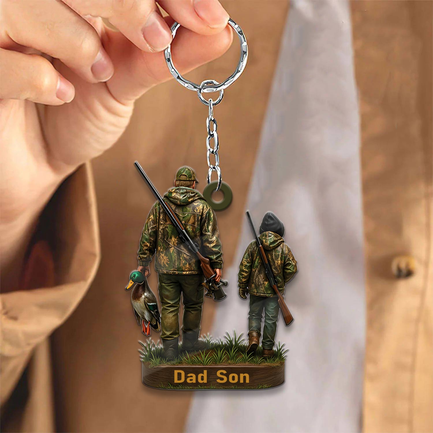 Blisscorners Personalized Duck Hunting Ornament for Dad and Son, Father & Son Camo Hunting Decoration, Duck Hunter Gift for Outdoor Lovers LM0411