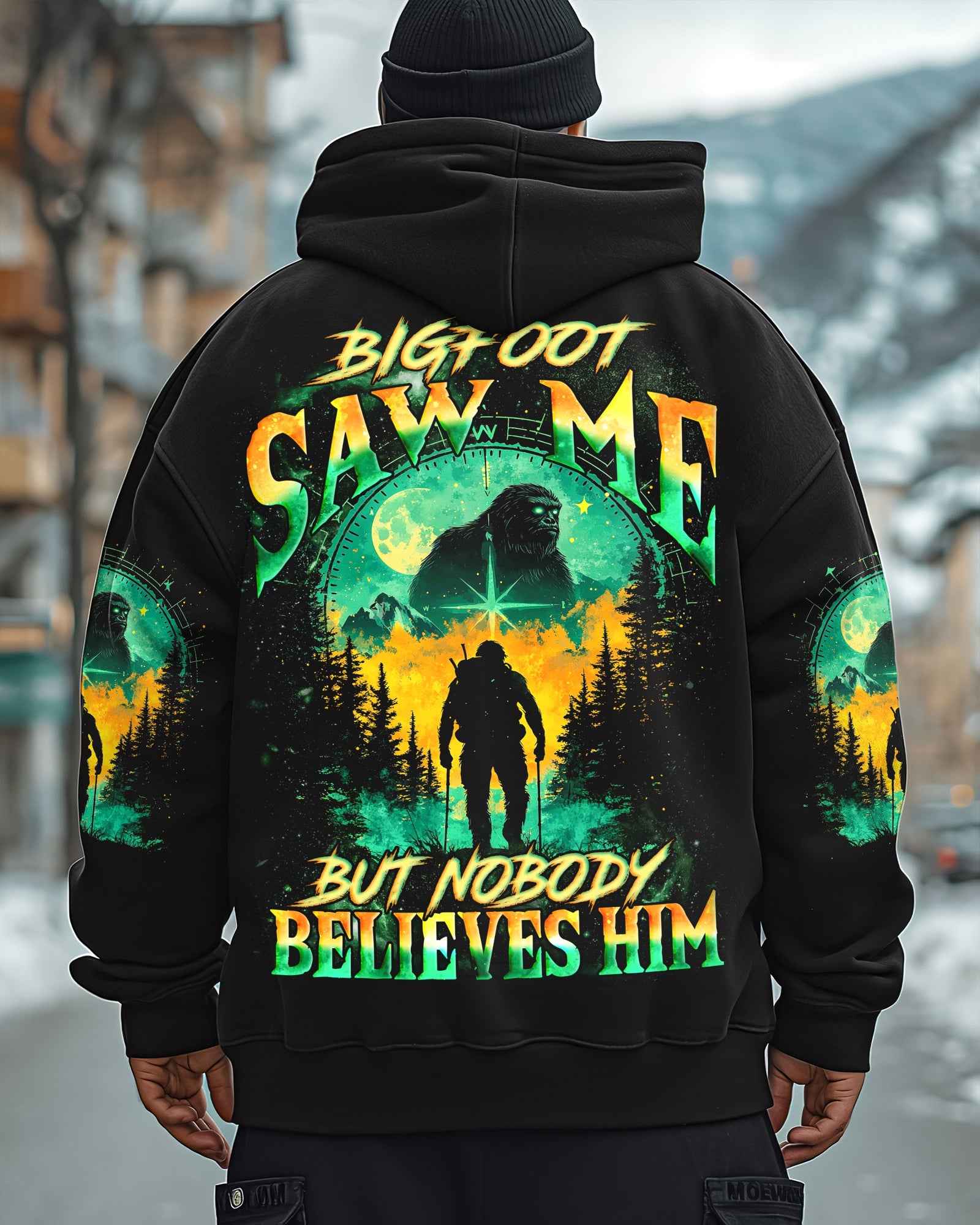 BLISSCORNERS BIGFOOT SAW ME BUT NOBODY BELIEVES HIM ALL OVER PRINT