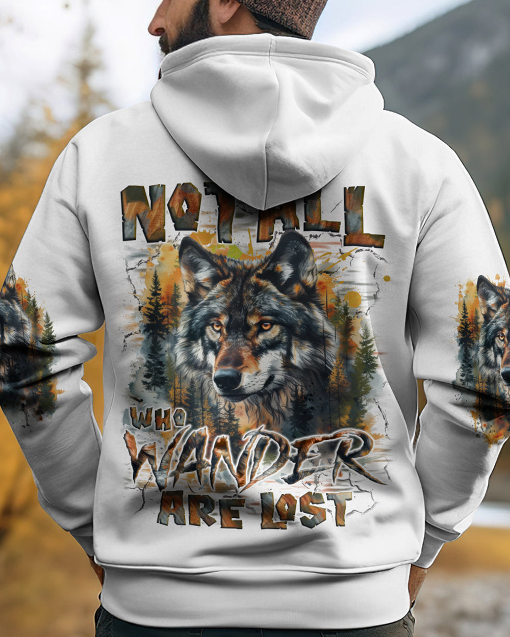 BLISSCORNERS NOT ALL WHO WANDER ARE LOST WOLF ALL OVER PRINT