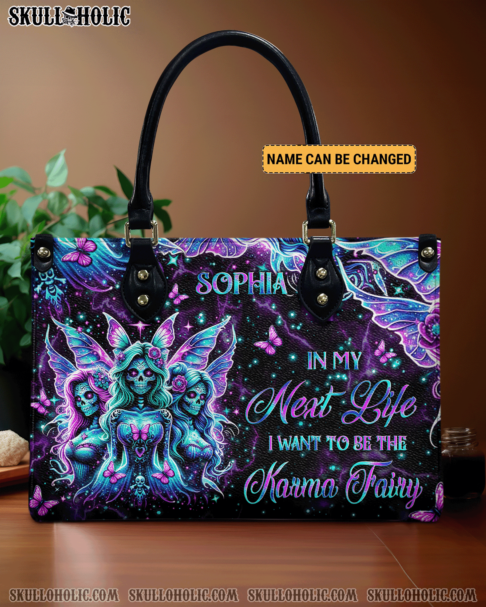 BLISSCORNERS KARMA FAIRY SKULL LEATHER HANDBAG