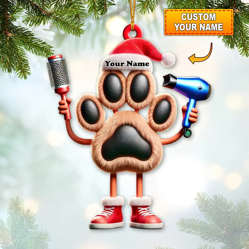 Blisscorners Custom Name Groomer Ornament, Pet Shop Christmas Decor2D Flat LM2111