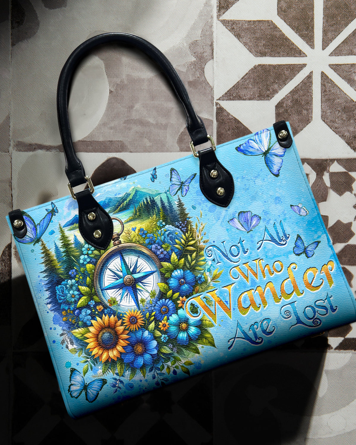BLISSCORNERS NOT ALL WHO WANDER ARE LOST LEATHER HANDBAG