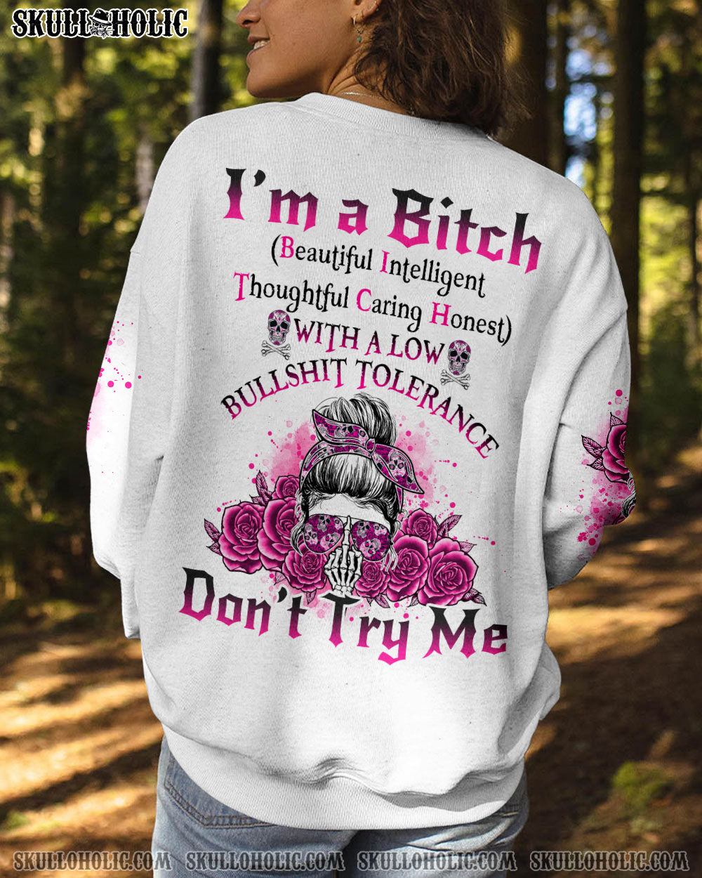 BLISSCORNERS I'M A B DON'T TRY ME ROSE MESSY BUN BLACK PHONE CASE