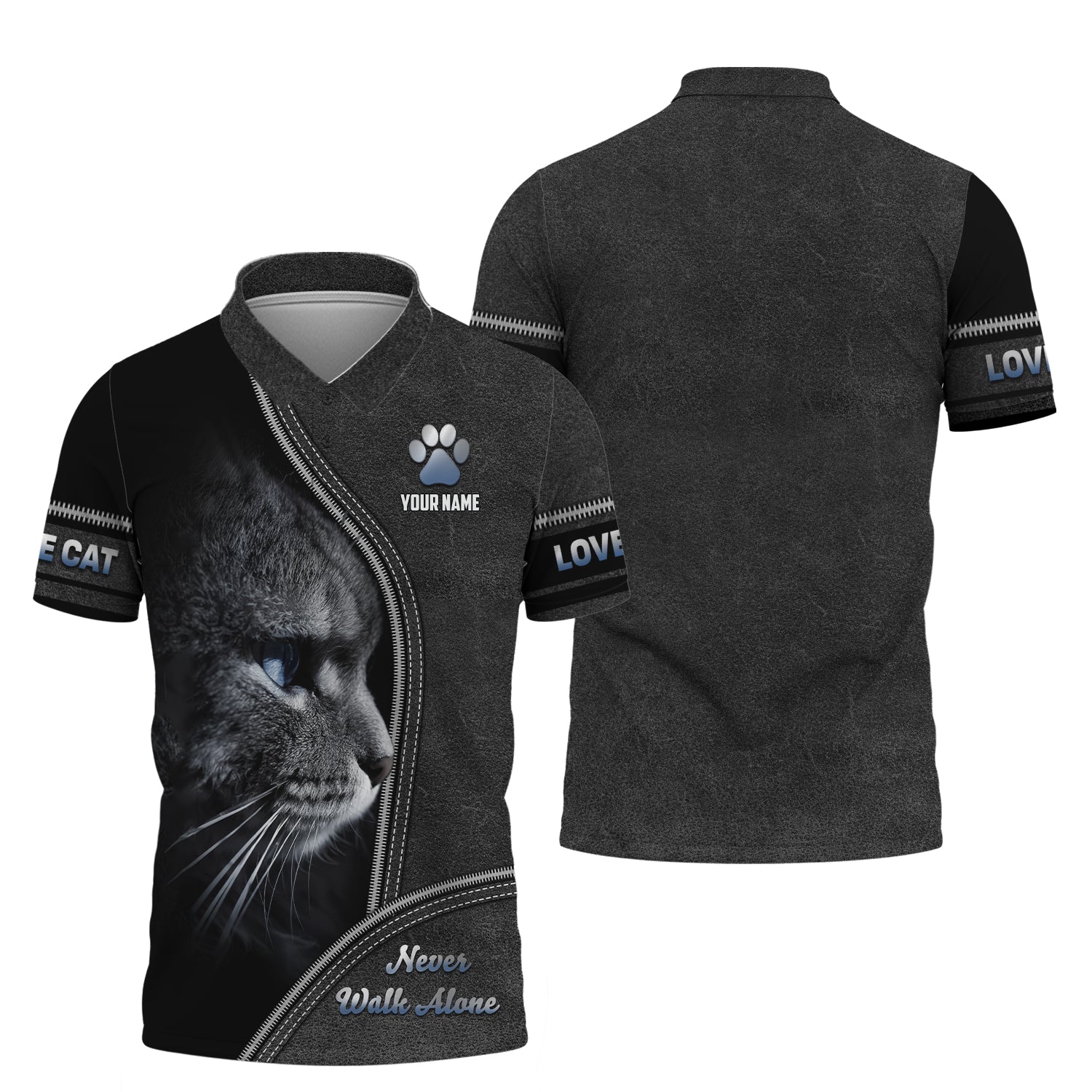Blisscorners Custom Cat Love 3D Shirt Never Walk Alone Personalized Name Gift For Cat Lover