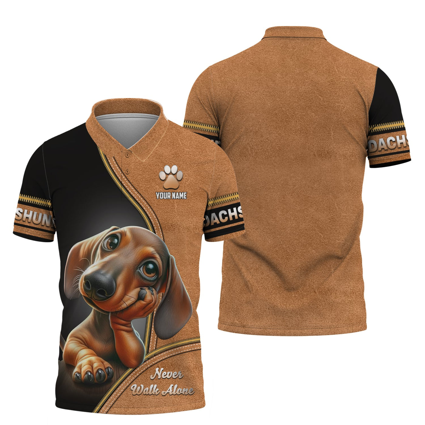 Blisscorners Customizable Dachshund Never Walk Alone 3D Shirt Personalized Name Gift For Dog Lovers