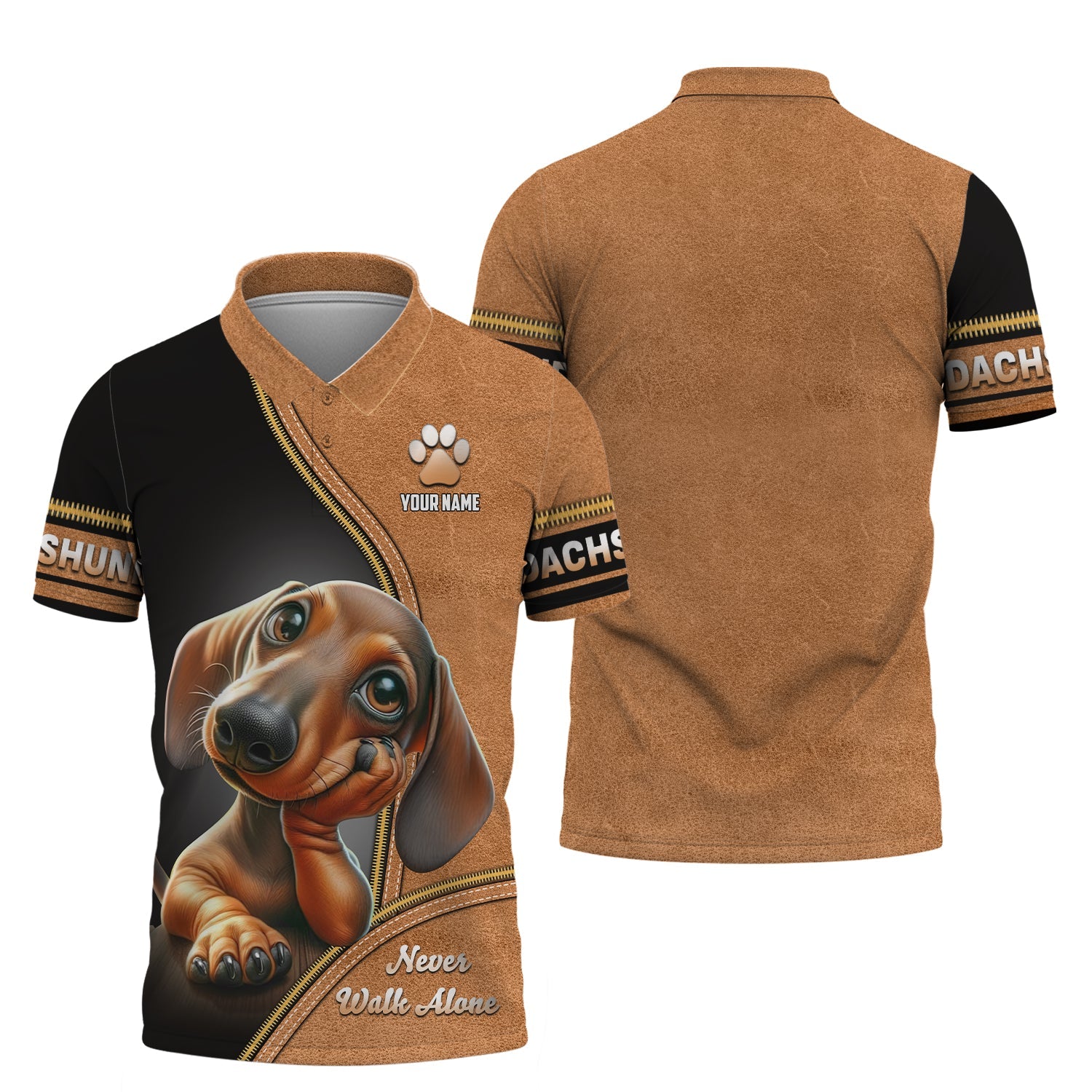 Blisscorners Customizable Dachshund Never Walk Alone 3D Shirt Personalized Name Gift For Dog Lovers