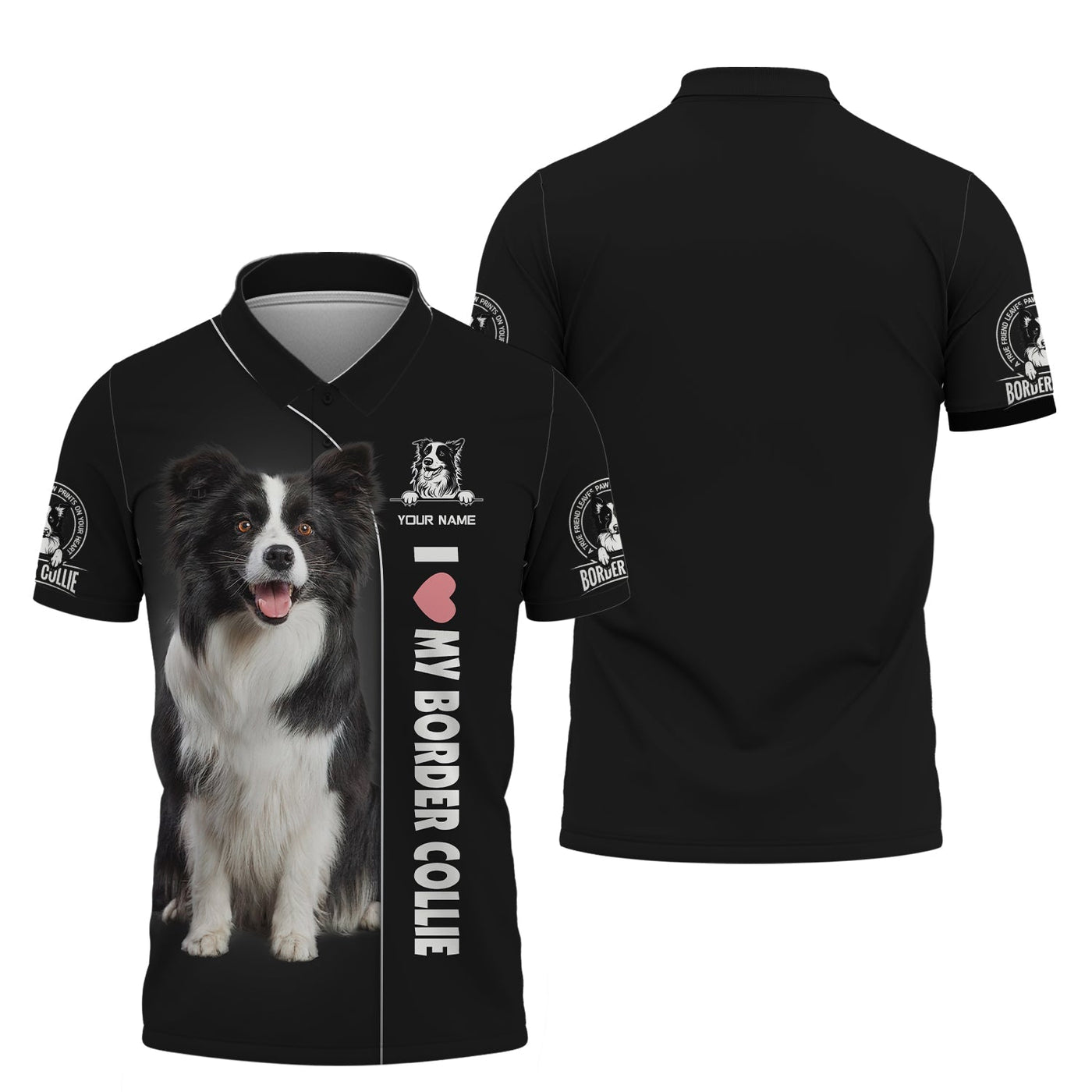 Blisscorners Border Collie Custom Name Zipper Hoodie Gif For Dog Lover 3D Shirts