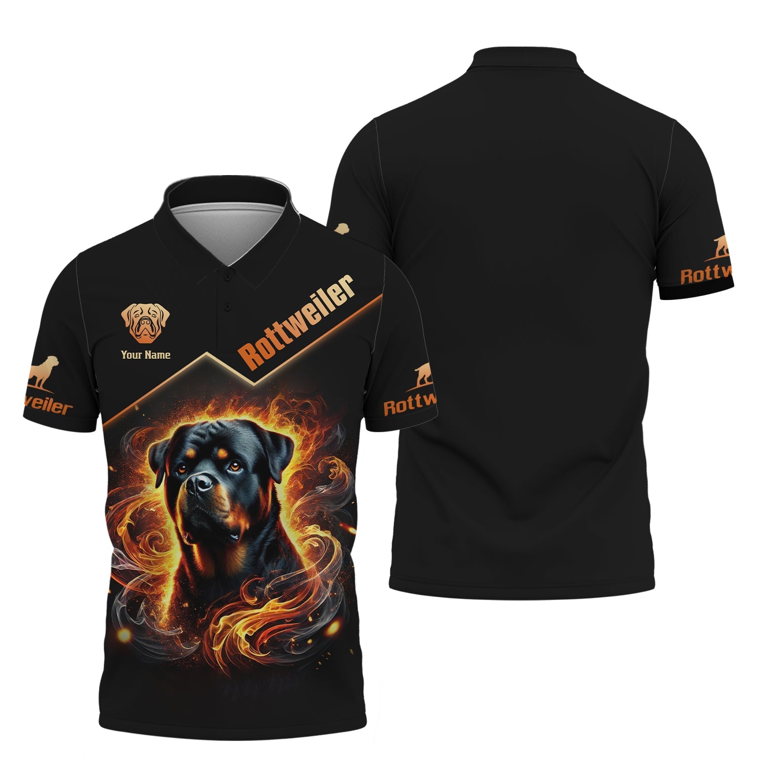Blisscorners Rottweiler With Fire Custom 3D Shirt Gift For Dog Lovers