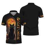 Blisscorners Black Cat With Moon Custom Name Cat Mom 3D Shirt Gift For Cat Lovers