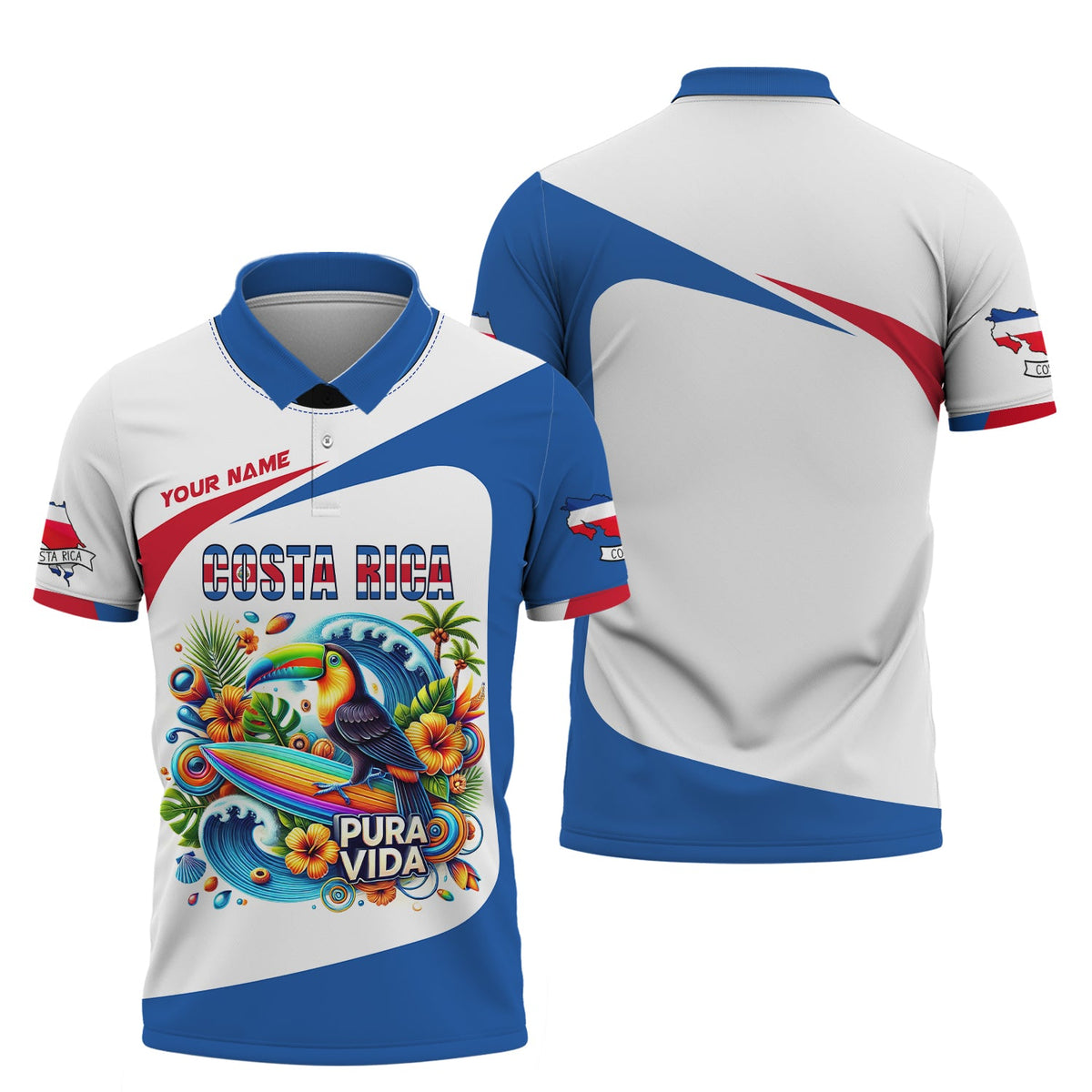 Blisscorners Costa Rica 3D T-Shirt Personalized Name Pura Vida Shirt Gift For Costa Rica Lovers