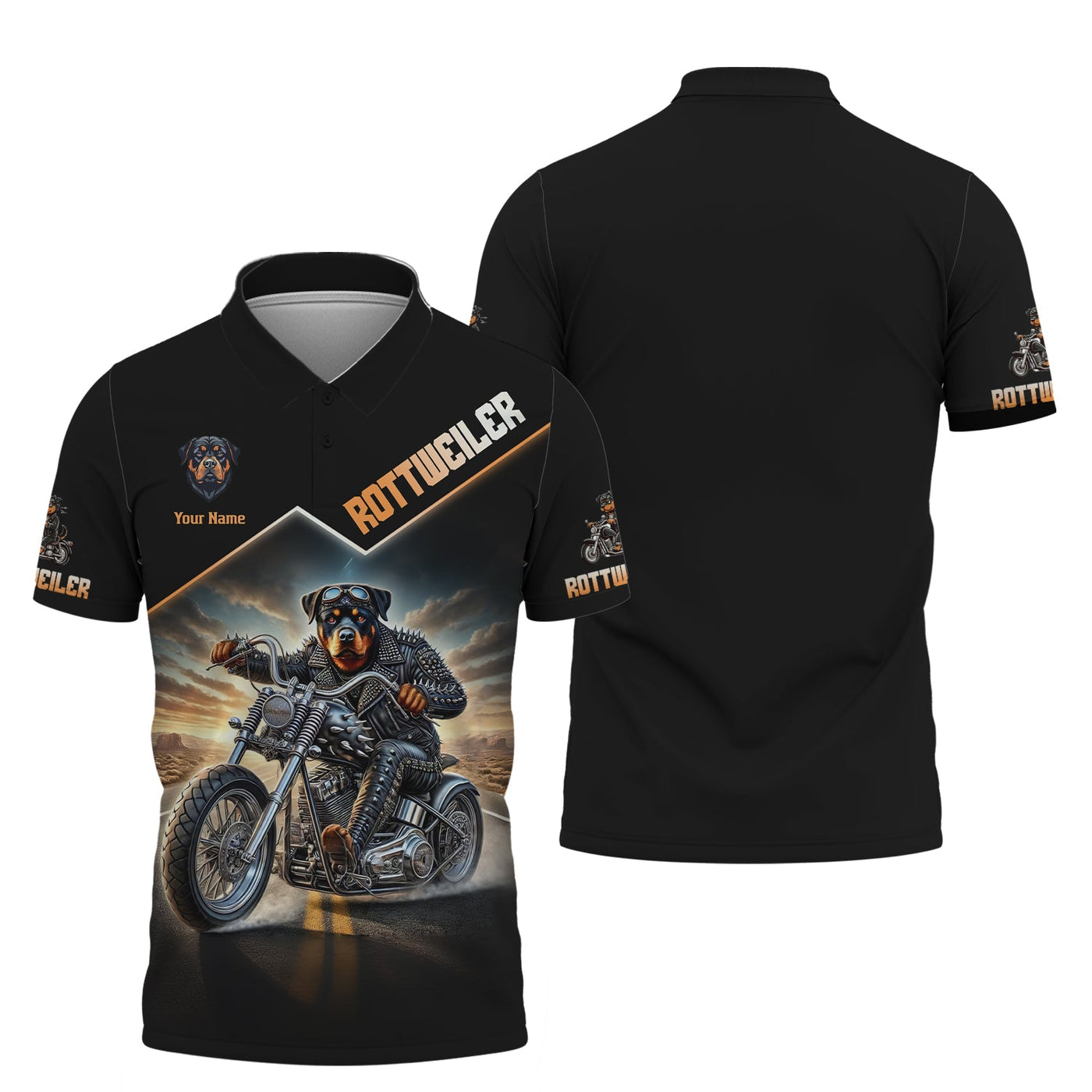 Blisscorners Rottweiler Drive Motorcycle Custom Name 3D T-Shirts Gift For Dog Lovers