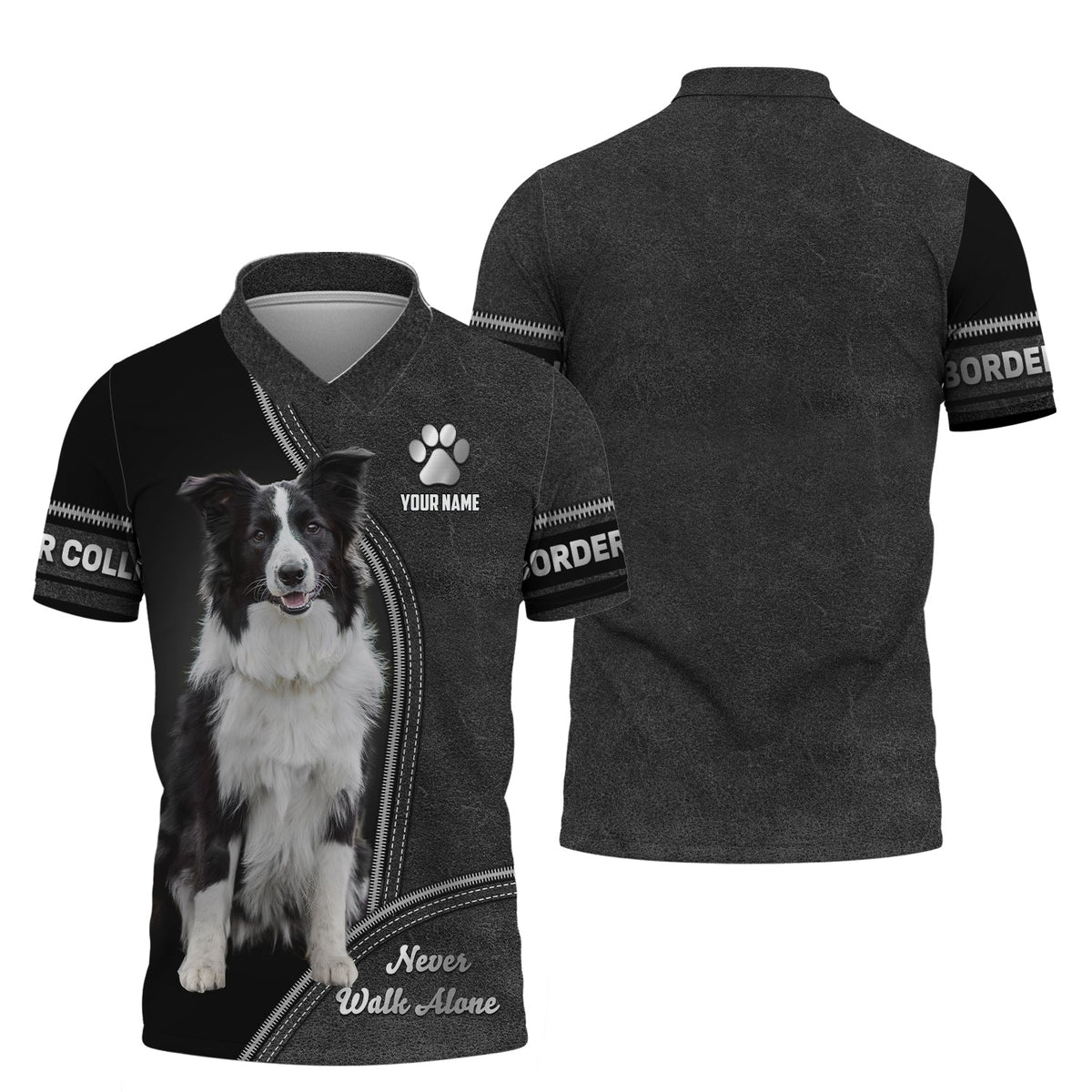 Blisscorners Border Collie Never Walk Alone Custom T-Shirts Border Collie 3D Shirt Gift For Dog Lover