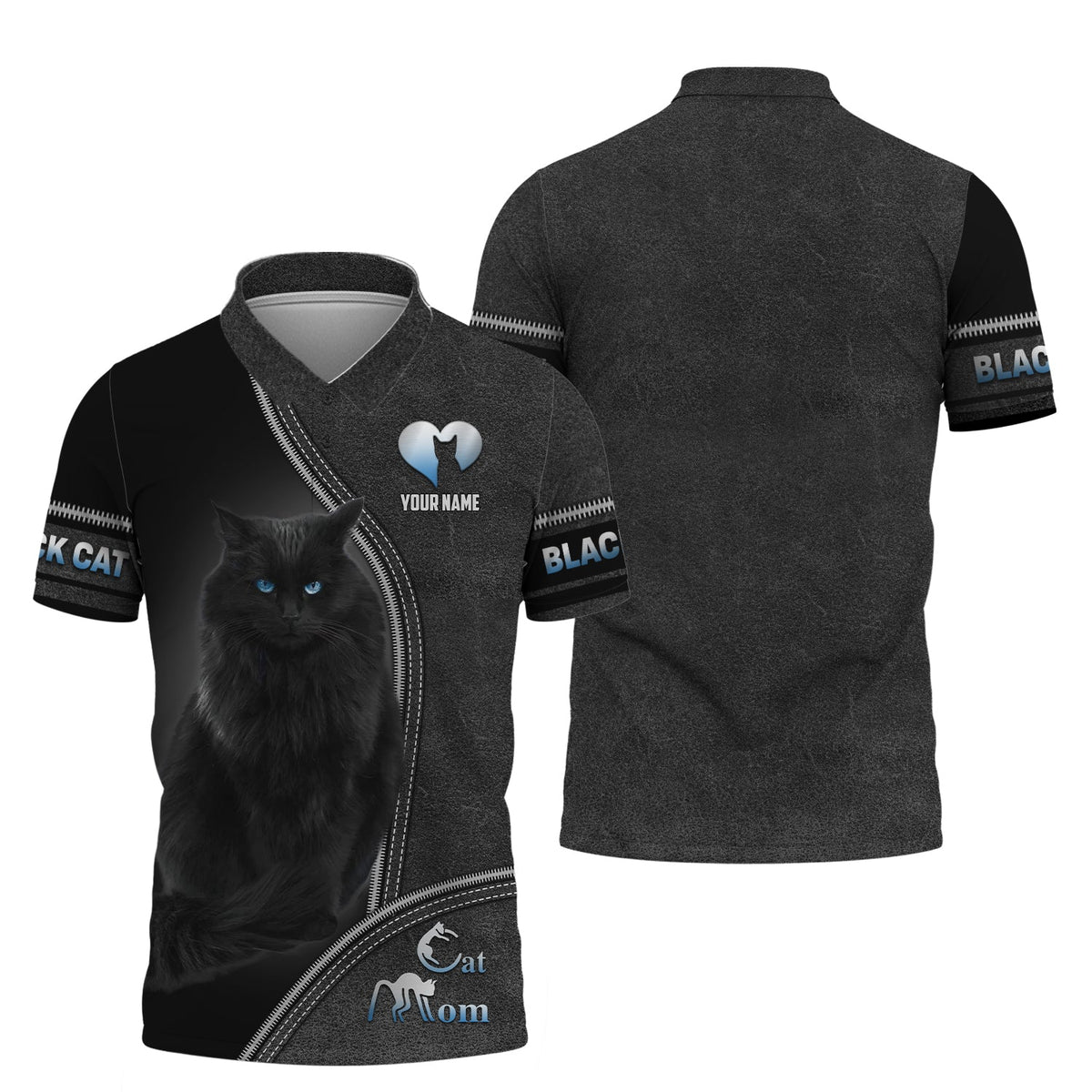 Blisscorners Black Cat Custom Name Cat Mom 3D Shirt Gift For Cat Lovers