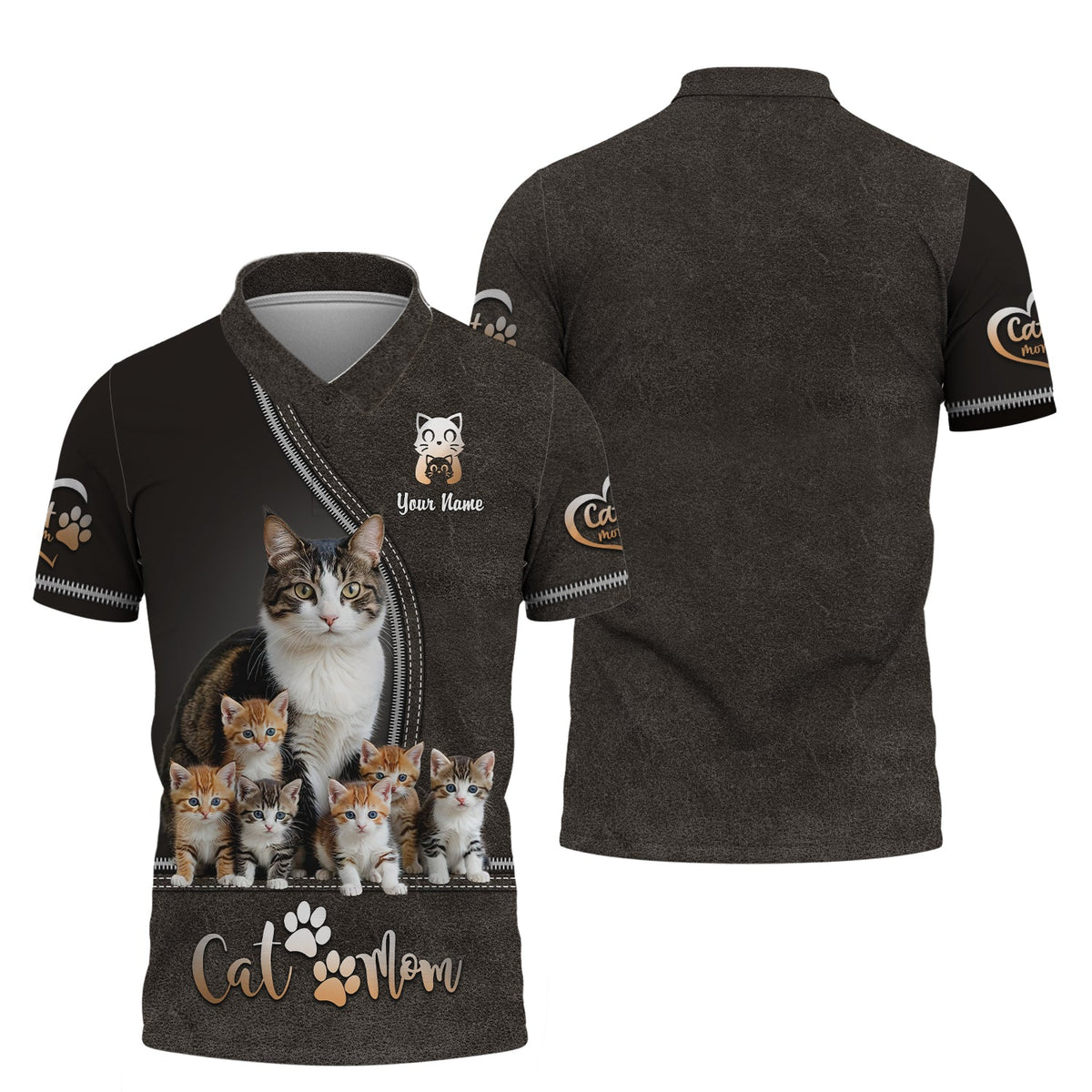 Blisscorners Adorable Cat and Kittens Custom Name Cat Mom 3D Shirt Gift For Cat Lovers