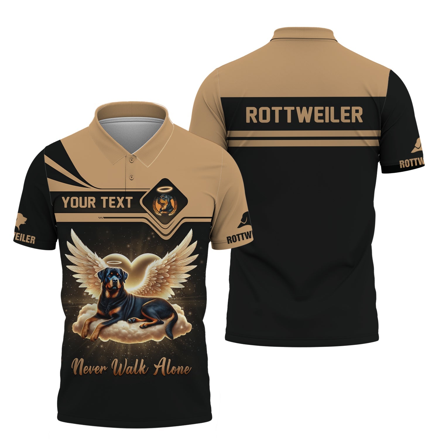 Blisscorners Custom Rottweiler Angel T-Shirt Never Walk Alone Inspirational Personalized Name Gift For Dog Lovers