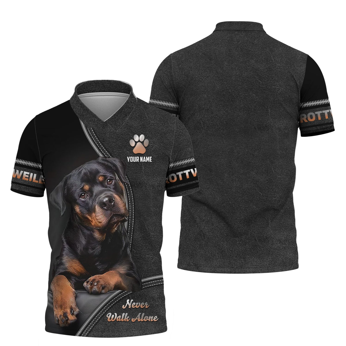 Blisscorners Rottweiler Custom Name Shirt Never Walk Alone Gift For Dog Lover 3D Shirts
