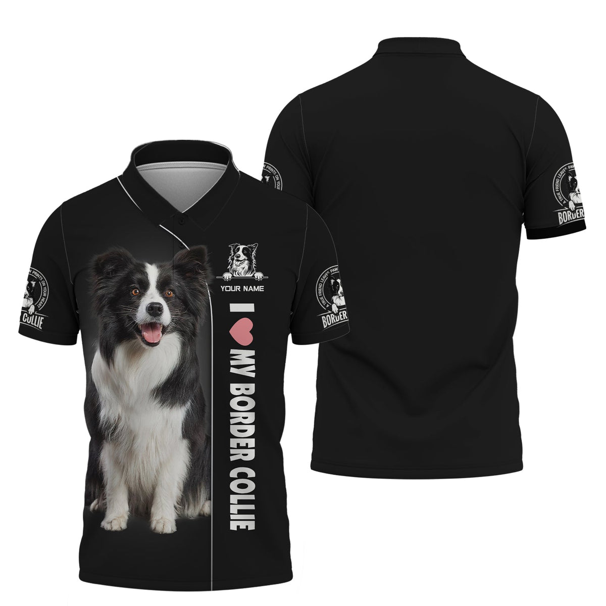 Blisscorners Border Collie Custom Name Shirt Gift For Dog Lover 3D Shirts