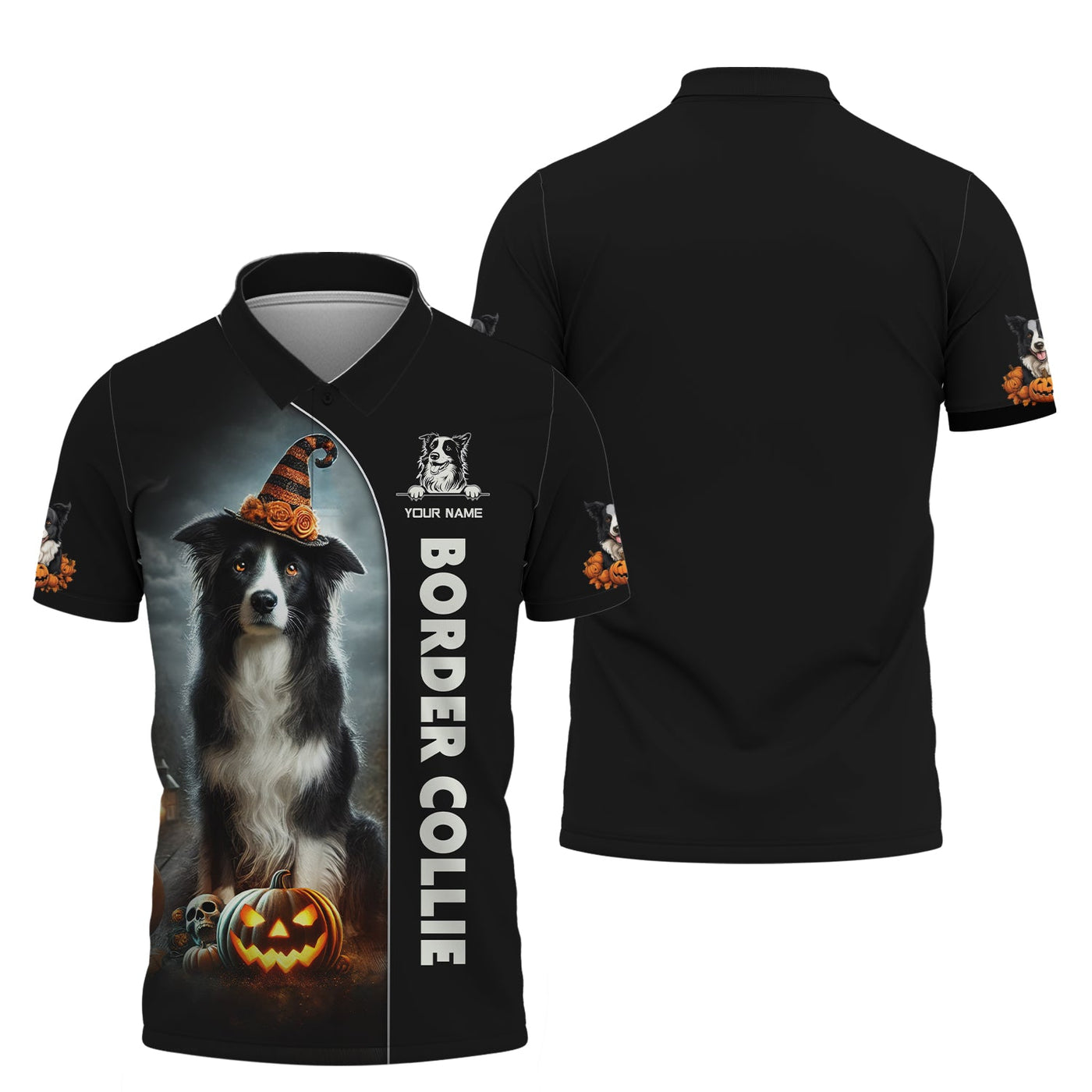 Blisscorners Border Collie Custom Name 3D Shirt Happy Halloween Gift For Dog Lovers