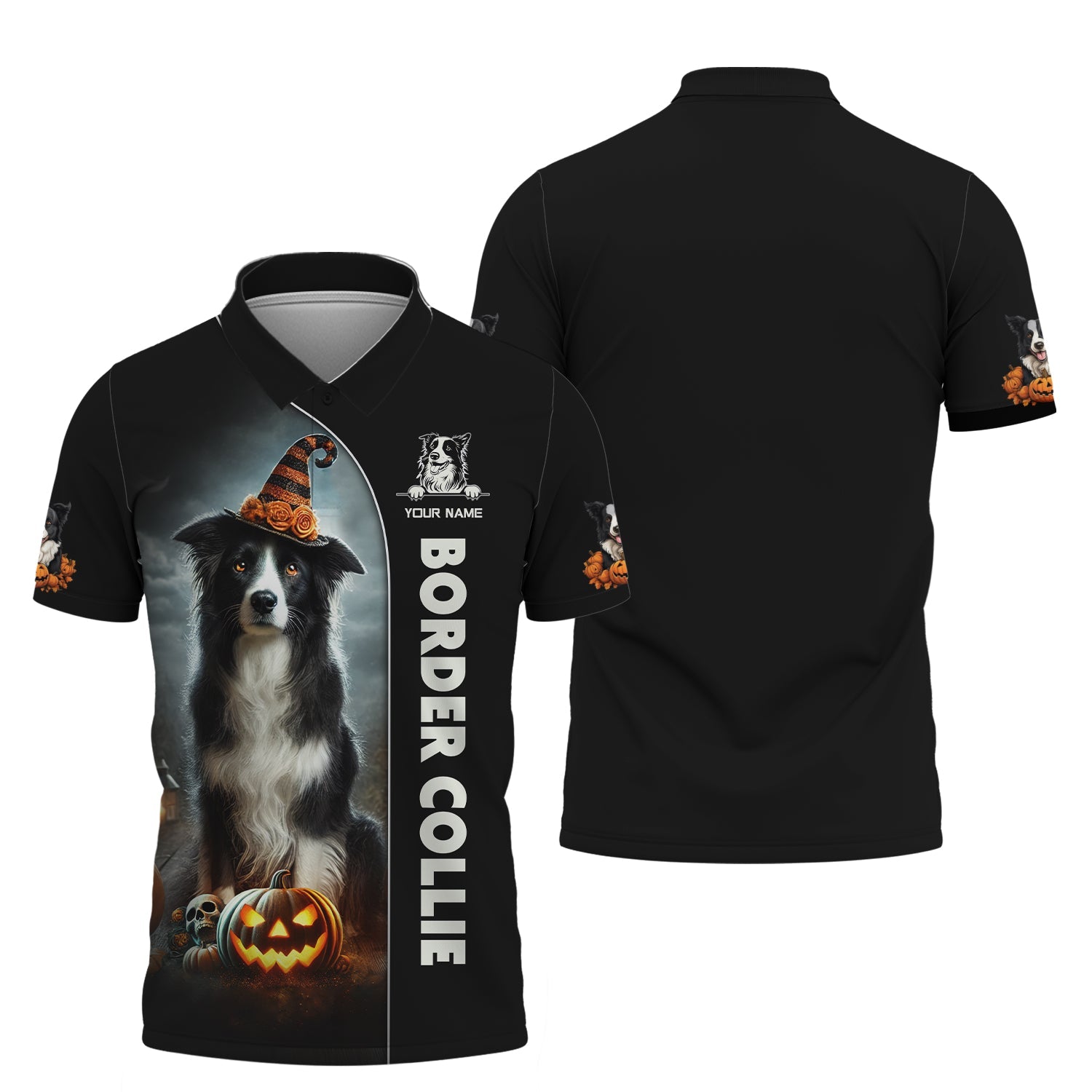Blisscorners Border Collie Custom Name 3D Shirt Happy Halloween Gift For Dog Lovers