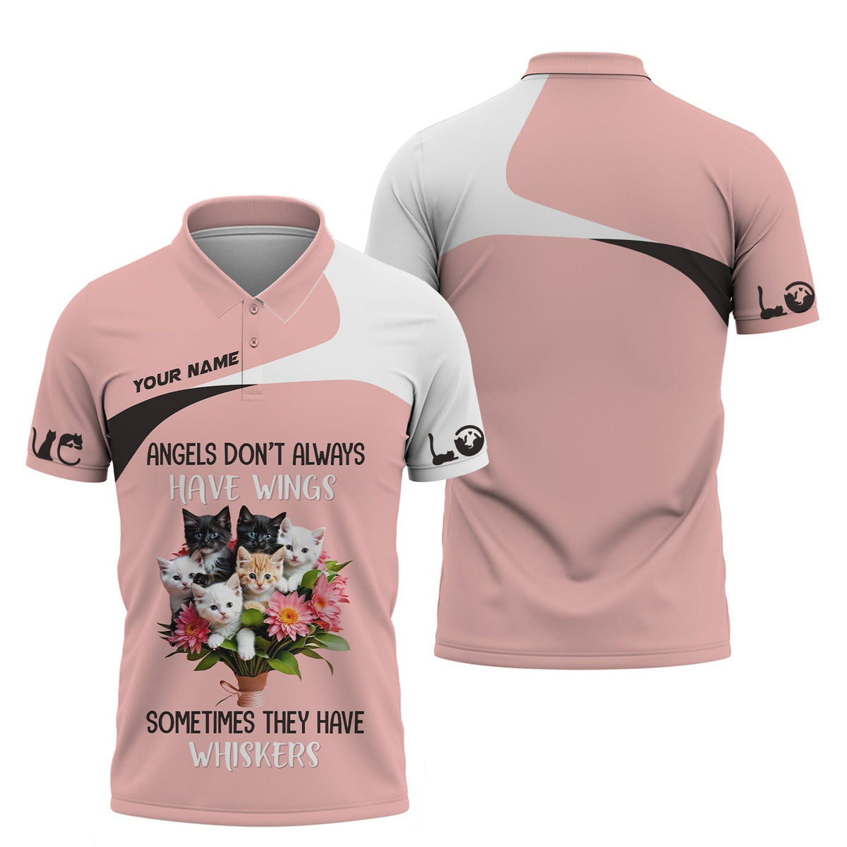 Blisscorners Cat Custom Name 3D Shirt Angels Dont't Always Have Wings Sometimes They Have Whiskers Gift For Cat Lovers