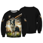 Blisscorners 3D Full Print Border Collie On Sheep Farm T-Shirts Personalized Name Gift For Dogs Lovers