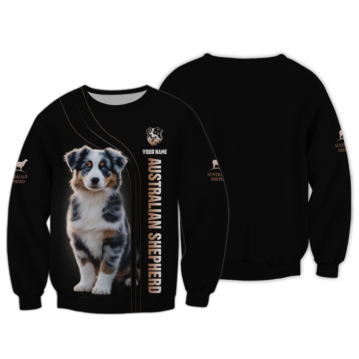 Blisscorners Australian Shepherd Puppy Custom Name 3D Shirt Gift For Dog Lovers