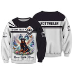 Blisscorners 3D Full Print Angel Wings Rottweiler Never Walk Alone T-ShirtPersonalized Name Gift For Dog Lovers