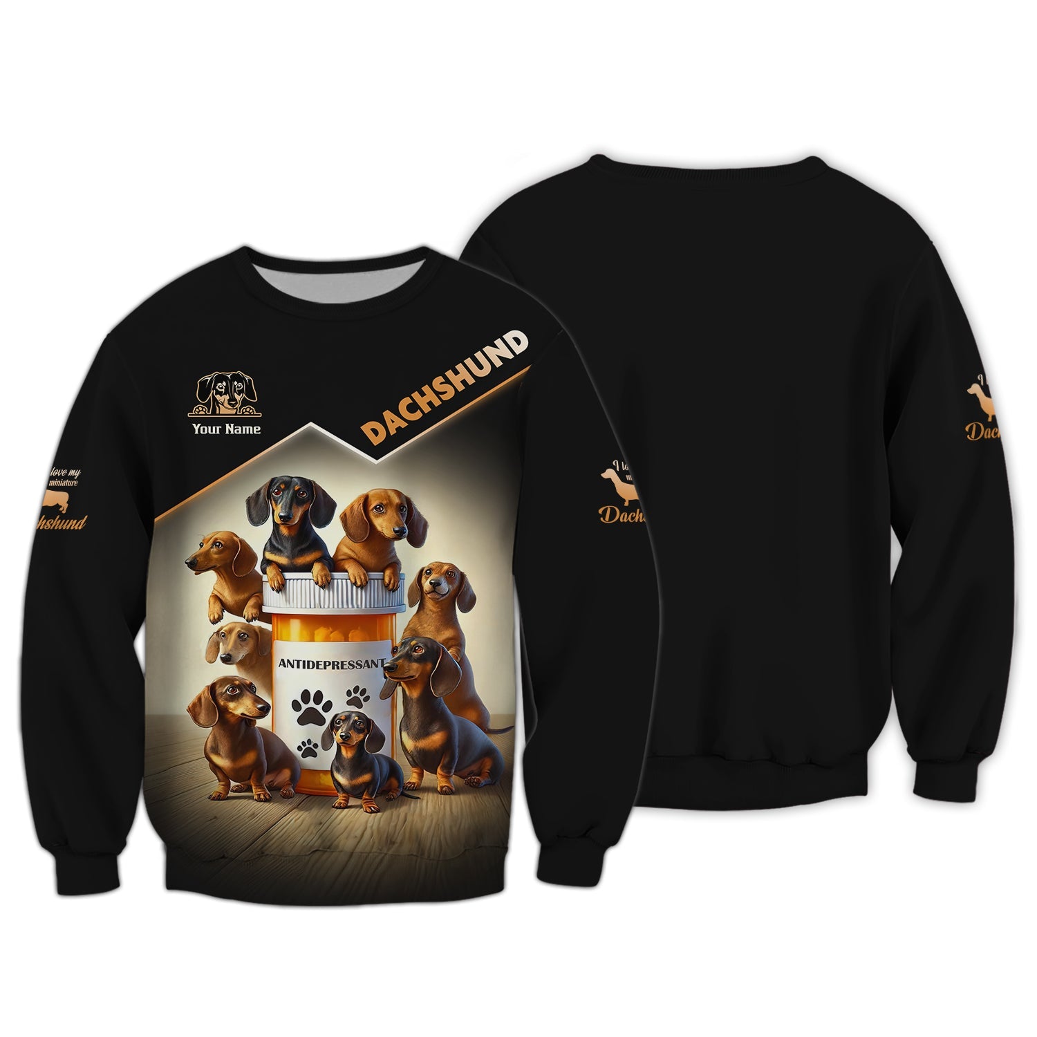 Blisscorners Dachshund Custom Name Shirt Antidepressant 3D T-Shirts Gift For Dog Lovers