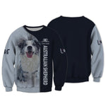 Blisscorners Australian Shepherd Custom Name 3D Zipper Hoodie Gift For Dog Lovers