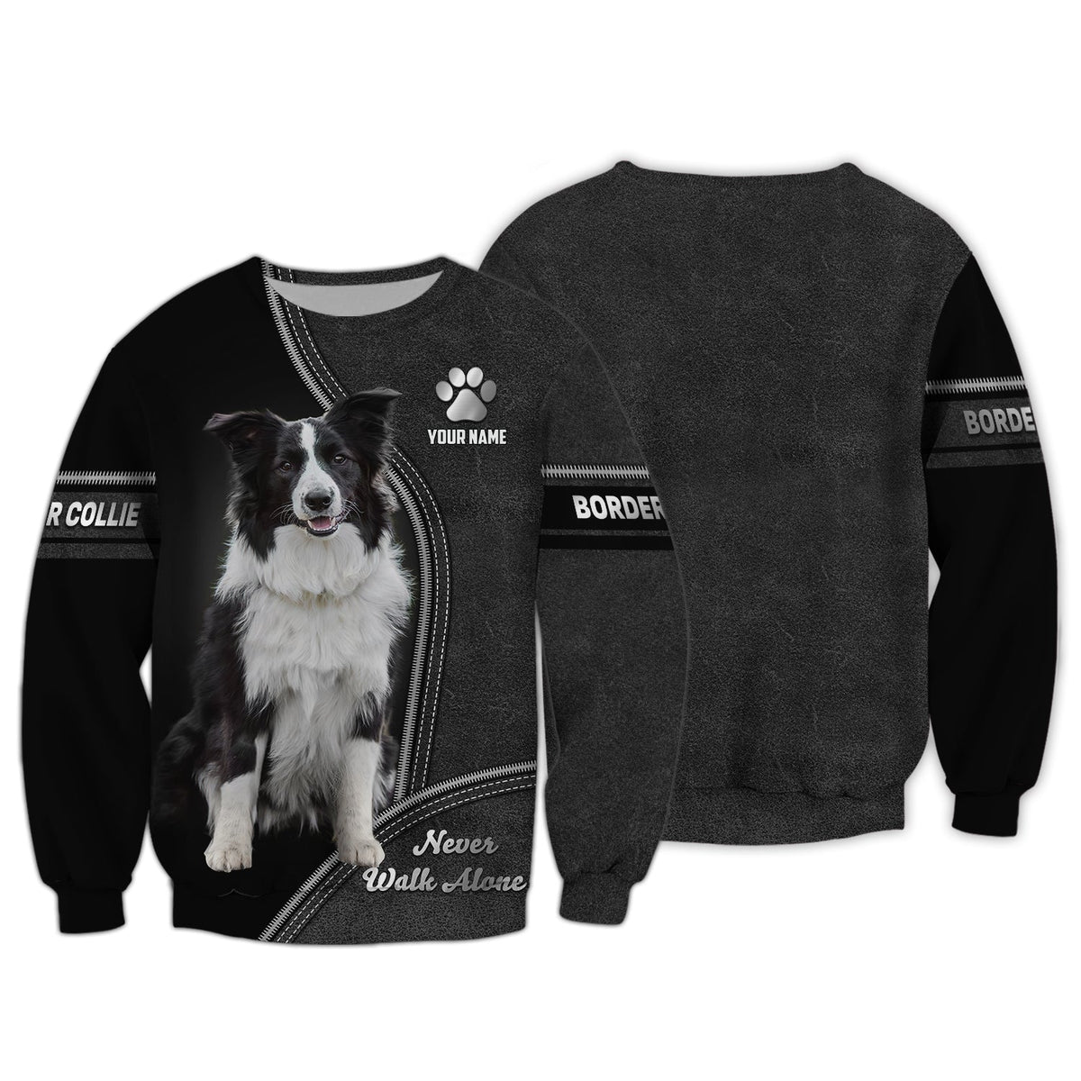 Blisscorners Border Collie Never Walk Alone Custom T-Shirts Border Collie 3D Shirt Gift For Dog Lover